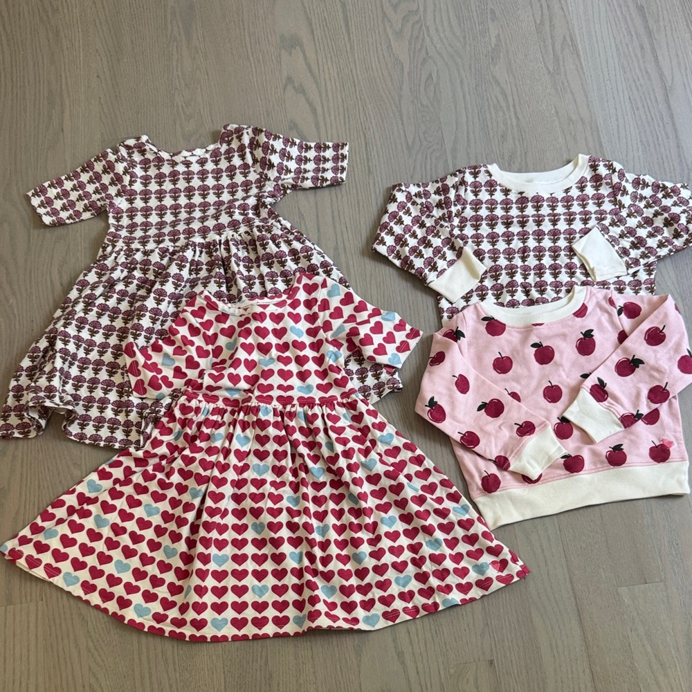Pink Chicken Heart and Checkered Kids Dress Set